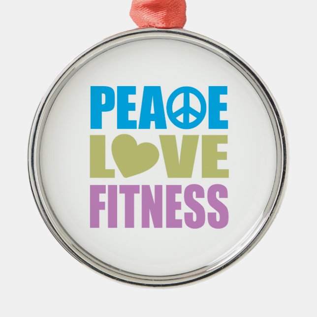 Peace Love Fitness Metal Tree Decoration (Front)