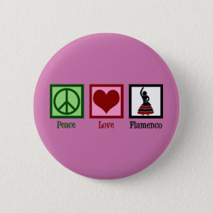 Peace Love Flamenco Dancing Pink Dancer 6 Cm Round Badge