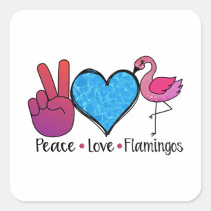 Peace Love Flamingo Cool T Shirt Square Sticker