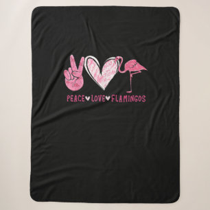 Peace Love Flamingo Flamingo Lover Sherpa Blanket
