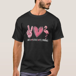 Peace Love Flamingo Women Cute Summer Beach Tropic T-Shirt