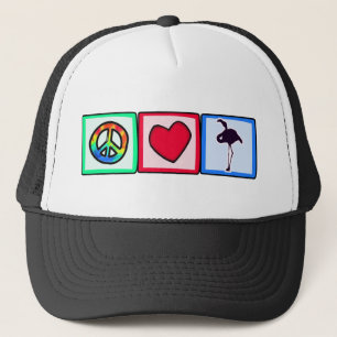 Peace, Love, Flamingos Trucker Hat