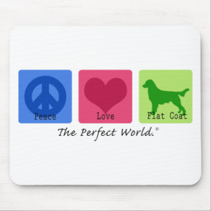 Peace Love Flat Coat Retriever Mouse Mat