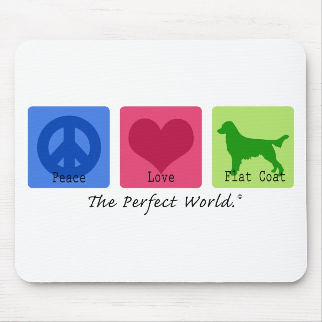 Peace Love Flat Coat Retriever Mouse Mat (Front)