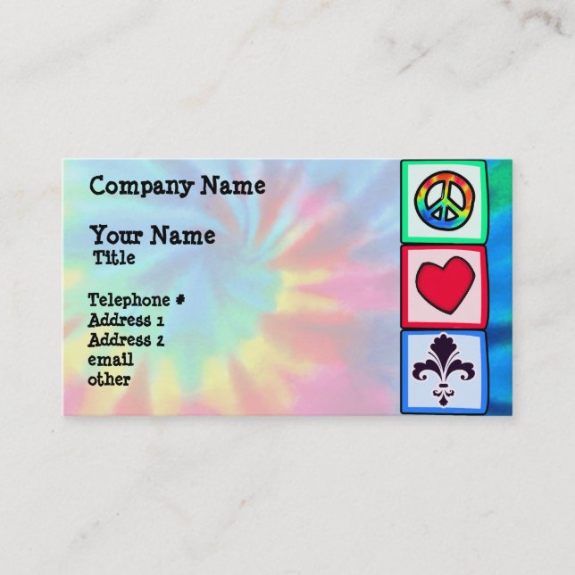 Peace, Love, Fleur de lis Business Card (Front)