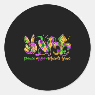 Peace Love Fleur De Lis Mardi Gras 2026 Carnival N Classic Round Sticker