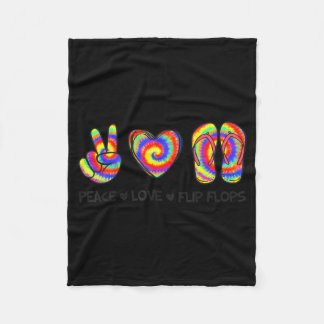 Peace Love Flip Flops - Summer Flip Flops Vacation Fleece Blanket