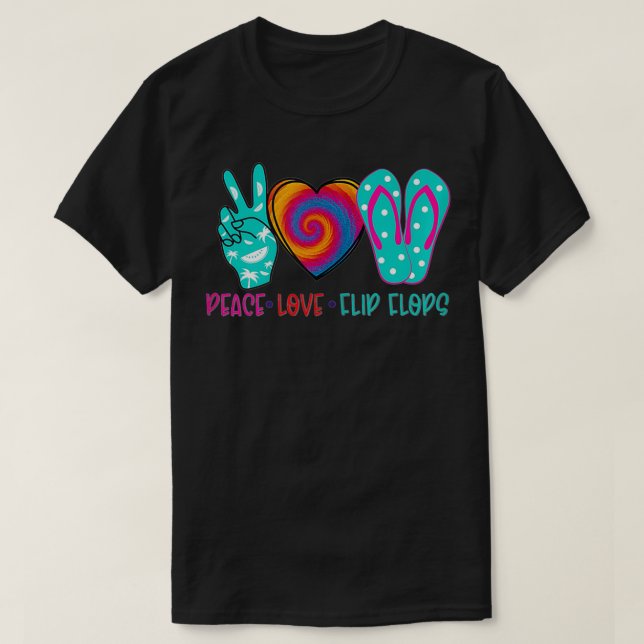 Peace Love Flip Flops Summer Heart Beach Graphic  T-Shirt (Design Front)