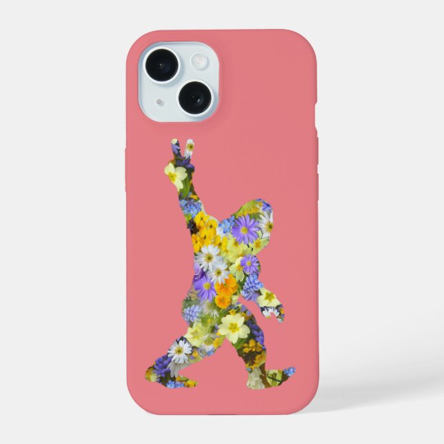 Peace Love  Floral Bigfoot   iPhone 15 Case (Back)