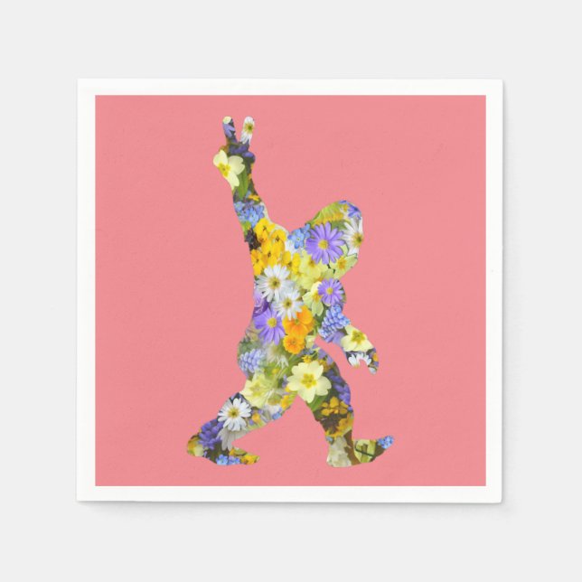 Peace Love  Floral Bigfoot   Napkin (Front)