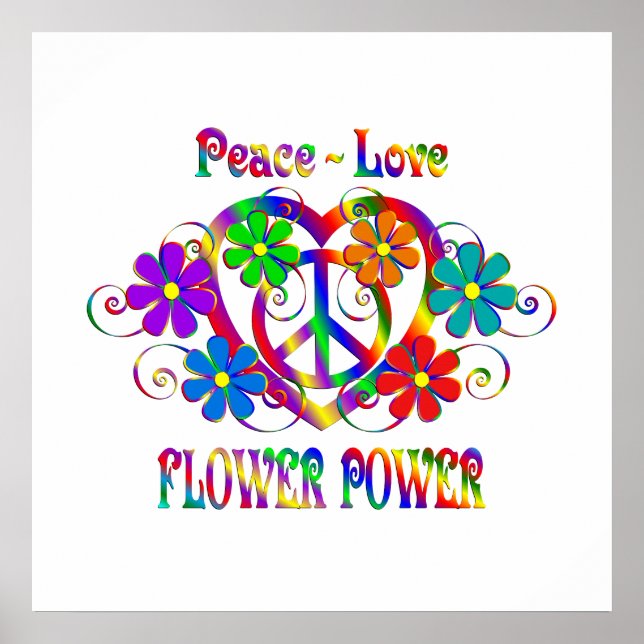 Peace Love Flower Power Poster (Front)