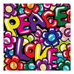 Peace, Love & Flowers Poster