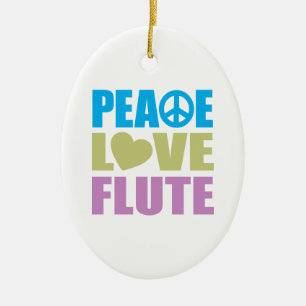 Peace Love Flute Ceramic Tree Decoration
