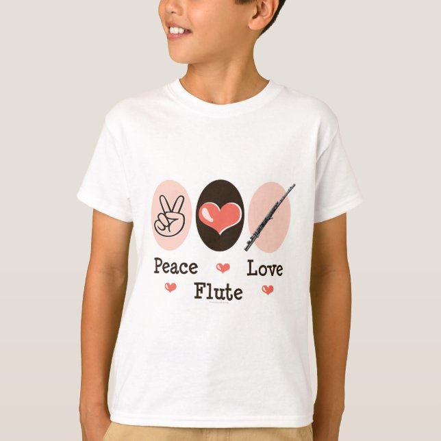 Peace Love Flute Kids T-shirt (Front)