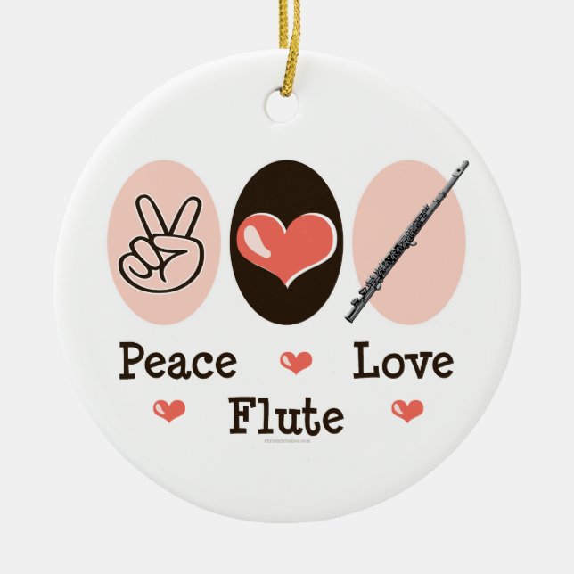 Peace Love Flute Ornament (Front)