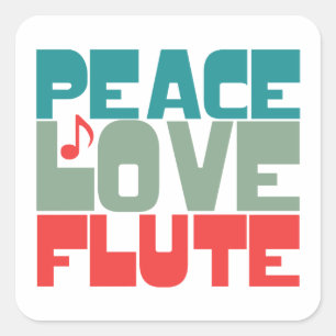 Peace Love Flute Square Sticker