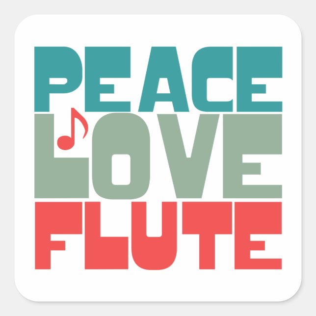 Peace Love Flute Square Sticker (Front)
