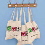 Peace Love Fly Custom Airplane Pilot Tote Bag<br><div class="desc">A great customized gift for a pilot who loves flying planes or works as a flight attendant with an airline. Personalize with your name or other cute text.</div>