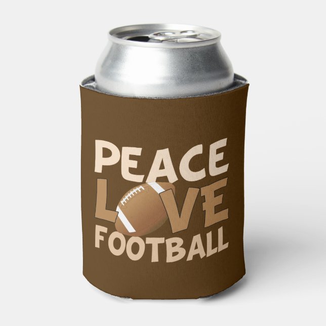Peace Love Football Can Cooler (Can Front)