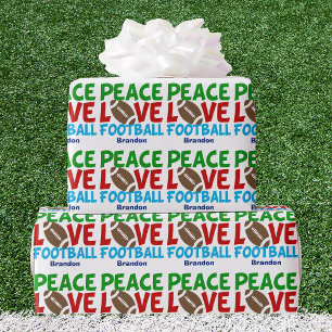 Peace Love Football Custom Christmas Wrapping Paper