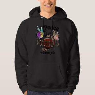 Peace Love Football Gammy Life Mum Grandma Leopard Hoodie