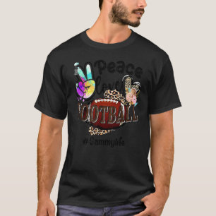 Peace Love Football Gammy Life Mum Grandma Leopard T-Shirt