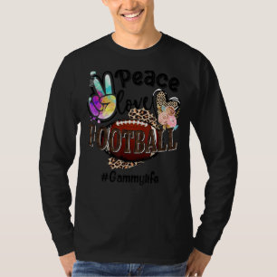 Peace Love Football Gammy Life Mum Grandma Leopard T-Shirt