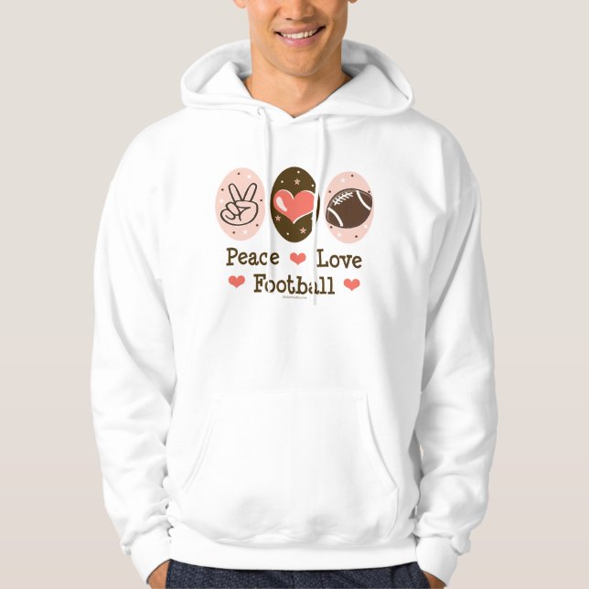 Peace Love Football Hooded Sweatshirt (Front)