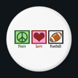 Peace Love Football Magnet<br><div class="desc">A pretty peace sign,  heart,  and a football gift for a coach to pass out to his team players or a football mum Christmas present.</div>