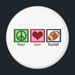 Peace Love Football Magnet<br><div class="desc">A pretty peace sign,  heart,  and a football gift for a coach to pass out to his team players or a football mum Christmas present.</div>