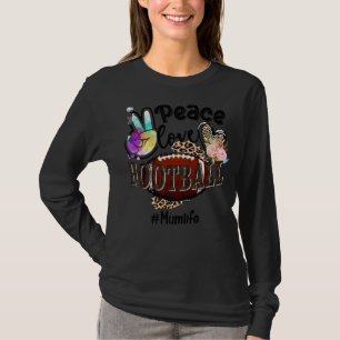 Peace Love Football Mum Life Mum Grandma Leopard T-Shirt