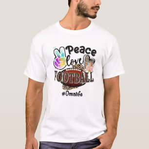 Peace Love Football Oma Life Mom Grandma Leopard T-Shirt