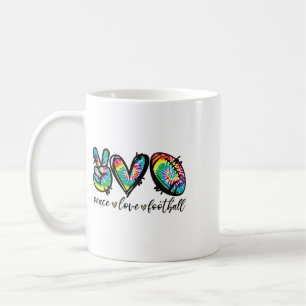 Peace Love Footll Player Tie Dye American Footll L Coffee Mug