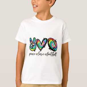 Peace Love Footll Player Tie Dye American Footll L T-Shirt