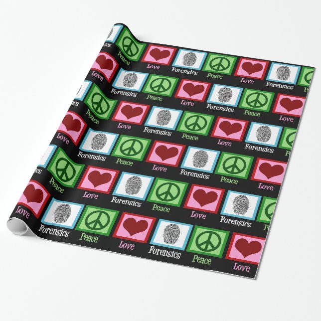 Peace Love Forensic Science Forensics Christmas Wrapping Paper (Unrolled)