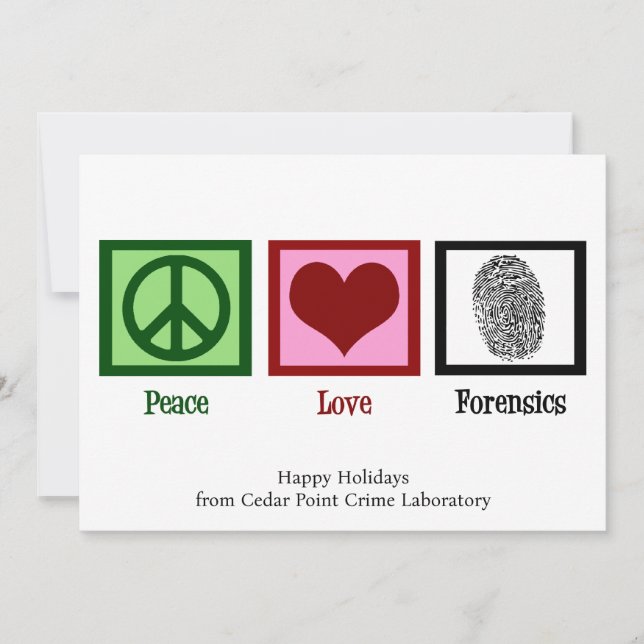 Peace Love Forensics Custom Christmas Holiday Card (Front)