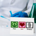 Peace Love Forensics Fingerprint Forensic Lab Card<br><div class="desc">If you find forensic science fascinating,  this is the perfect card for a forensic scientist. It features a peace sign,  heart,  and fingerprint for a detective in crime scene investigation.</div>