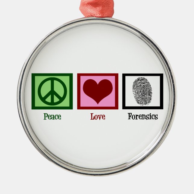 Peace Love Forensics Metal Tree Decoration (Front)