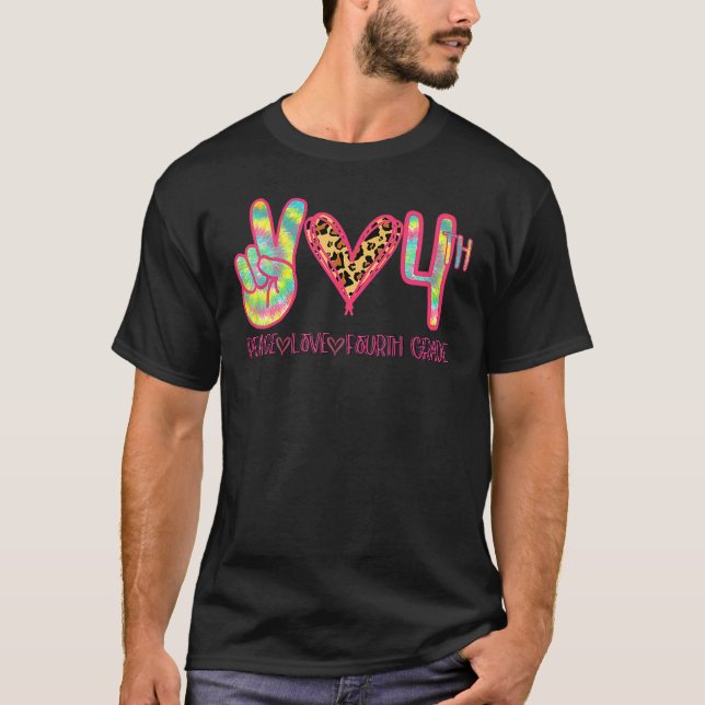 Peace Love Fourth 4th Grade Squad Back To School M T-Shirt (Front)