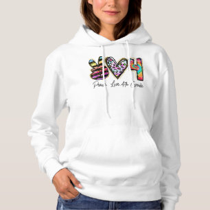 Peace Love Fourth Grade Teacher Girl Team 4th Grad Hoodie