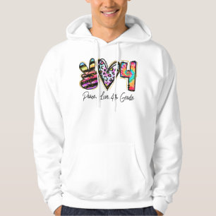 Peace Love Fourth Grade Teacher Girl Team 4th Grad Hoodie