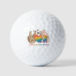 Peace, Love, Free Mum Hugs - LGBTQ+ Pride Design Golf Balls