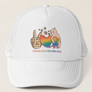Peace, Love, Free Mum Hugs - LGBTQ+ Pride Design Trucker Hat