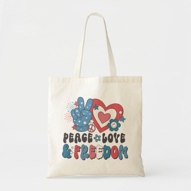 Peace Love & Freedom Tote Bag (Front)