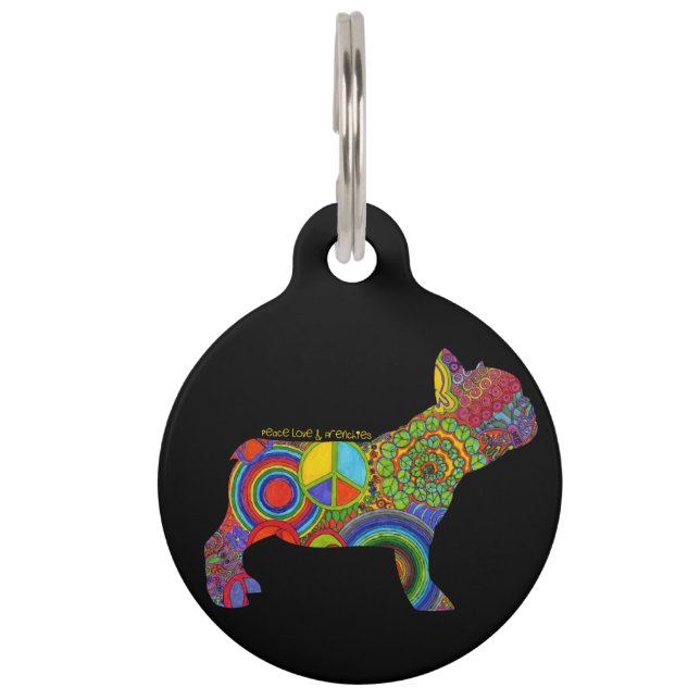 "Peace Love & Frenchies" Pet I.D. Tag (Front)