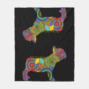 "Peace Love & Frenchies" Pop Art Blanket