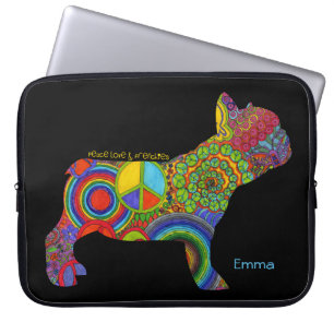 "Peace Love & Frenchies" Pop Art Laptop Sleeve