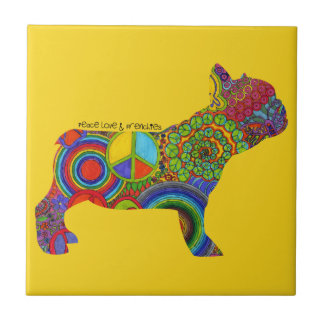"Peace Love & Frenchies" Pop Art Photo Tile