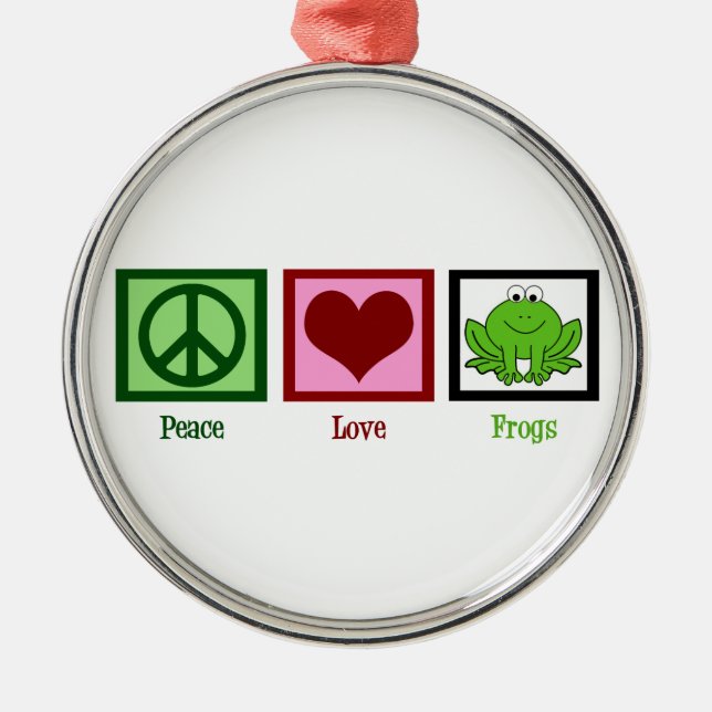 Peace Love Frogs Metal Tree Decoration (Front)