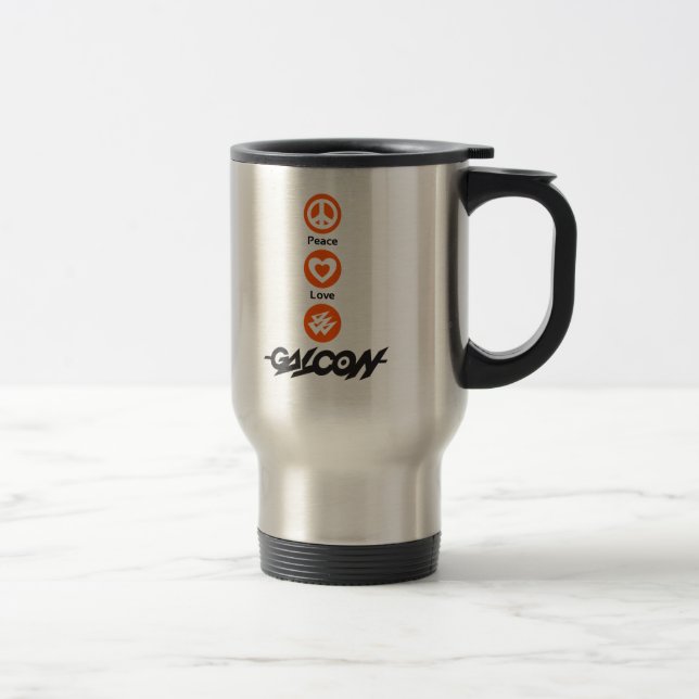Peace, Love, Galcon Travel Mug (Right)